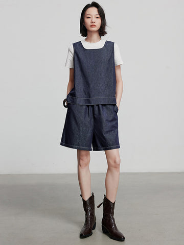 TOYOUTH Relaxed Fit Vintage Stitch Casual Shorts