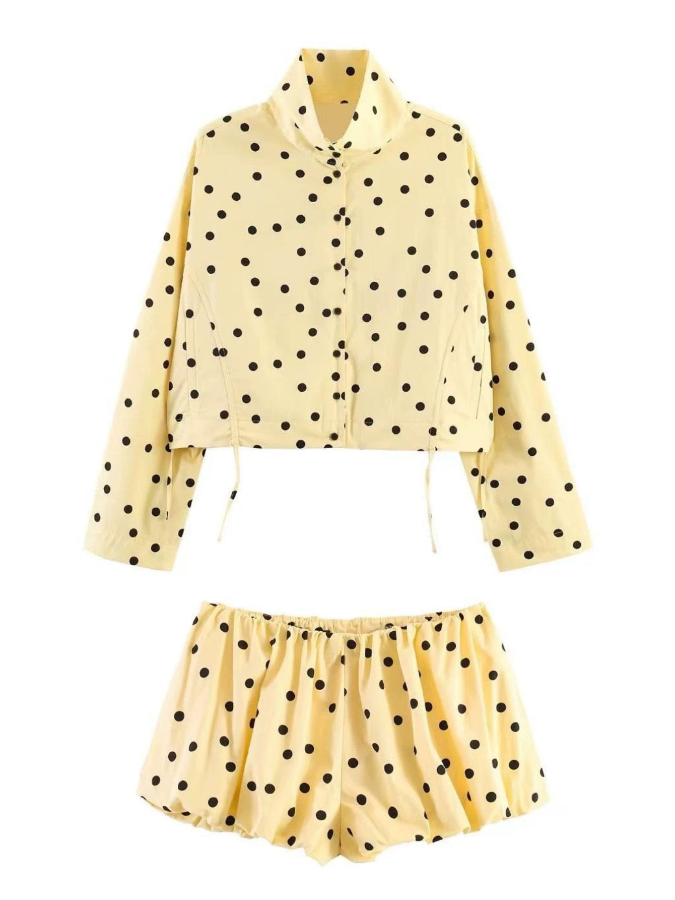 Polka Dot Cropped Jacket Shorts Set