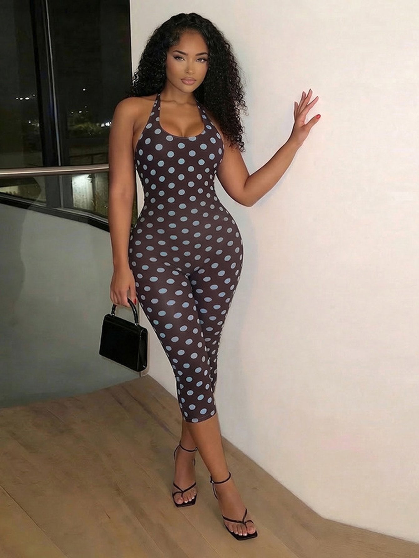 Sleek Polka Dot Halter Jumpsuit