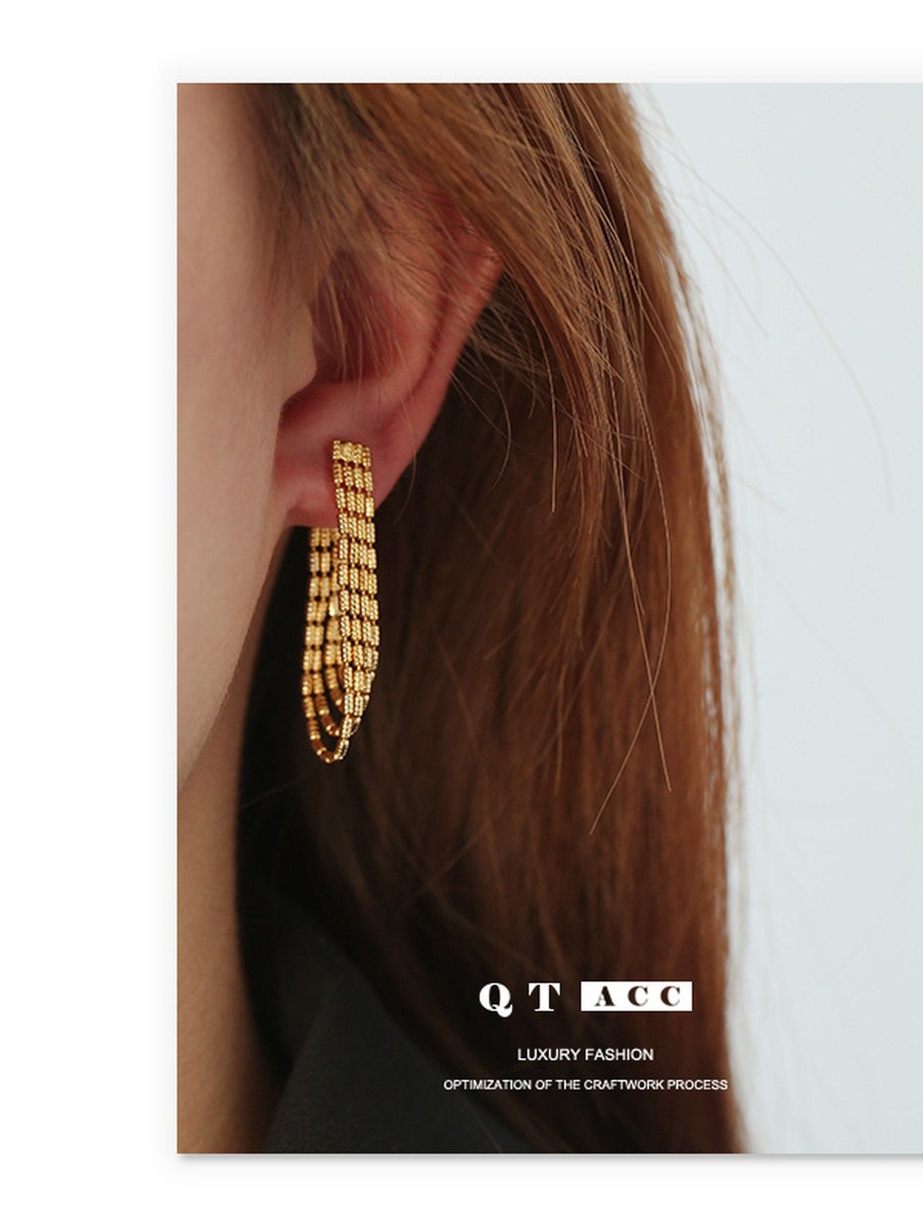 Elegant Draped Gold Chain Earrings