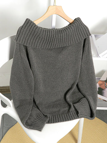 Off The Shoulder Foldover Knit Sweater