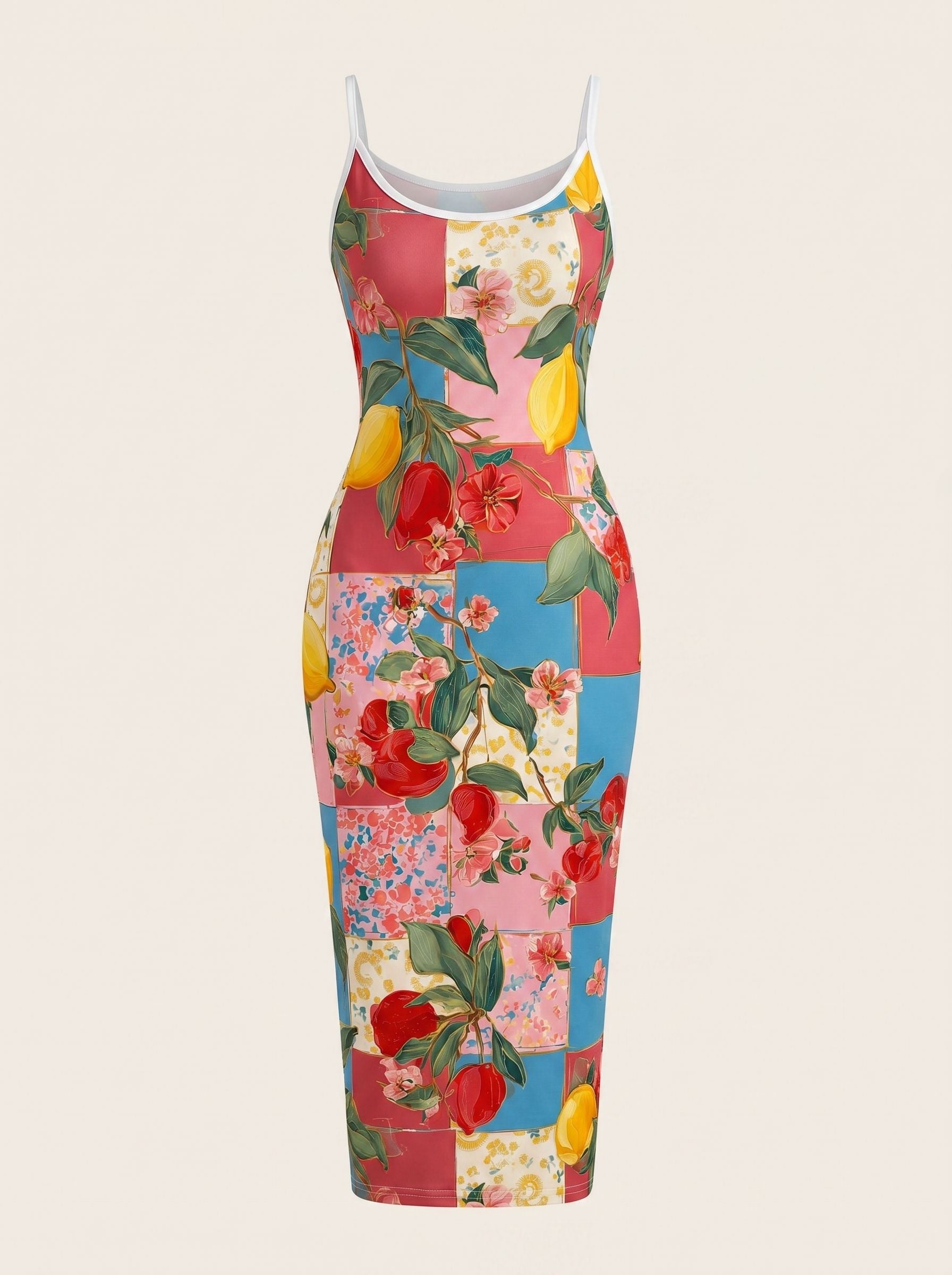 CAPRI Floral Print Sleeveless Bodycon Midi Dress