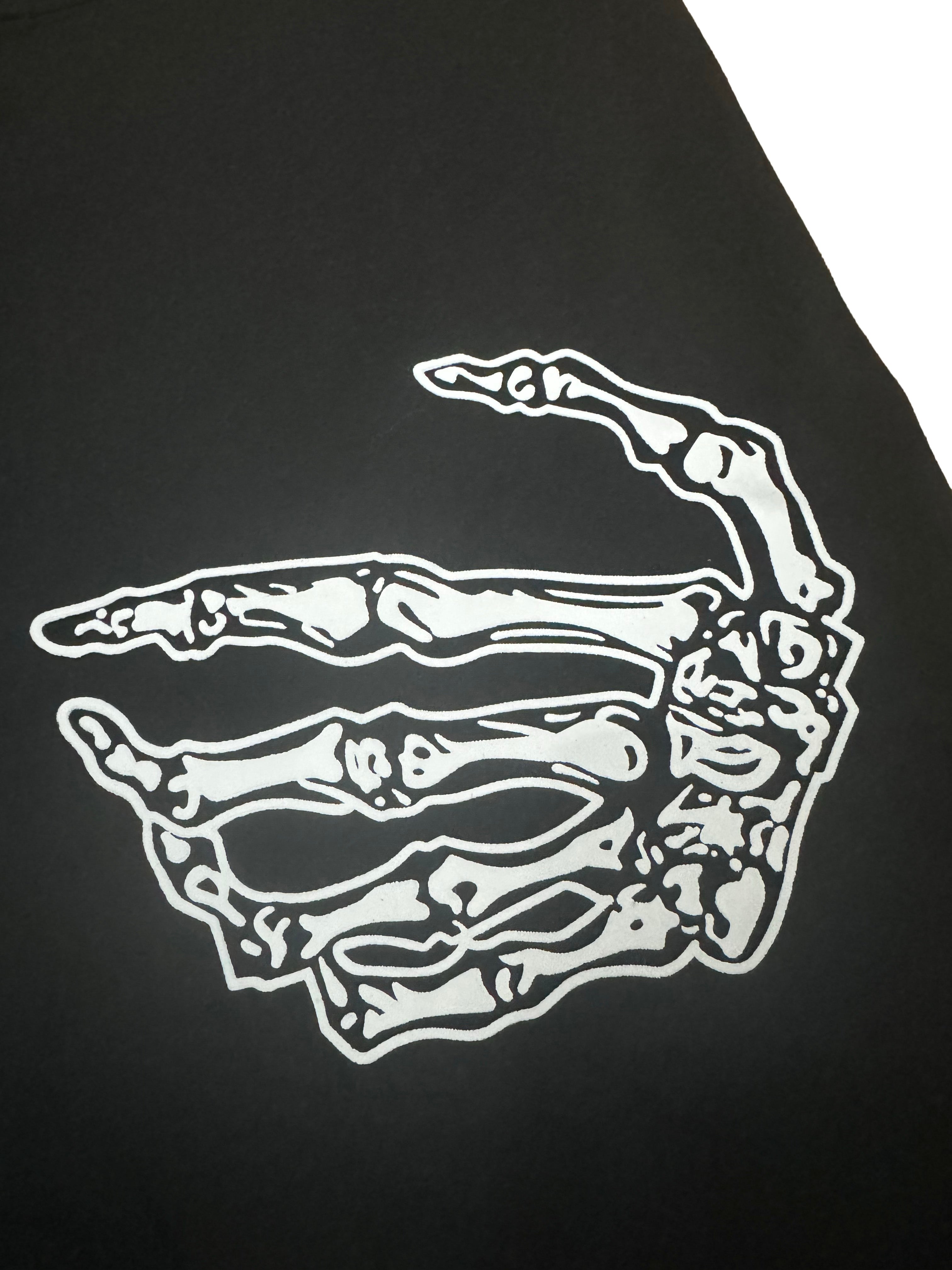 Skeleton-Print High-Waisted Edgy Yoga Shorts-Black