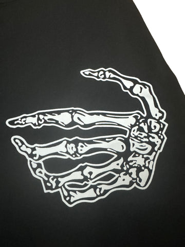 Skeleton-Print High-Waisted Edgy Yoga Shorts-Black