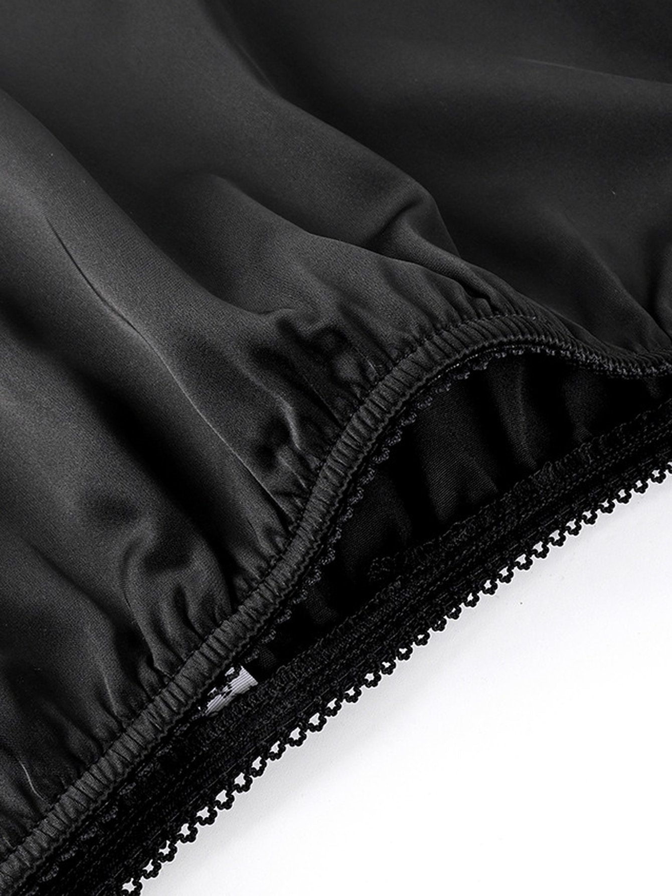Satin Lace Trim Asymmetric Mini Skirt