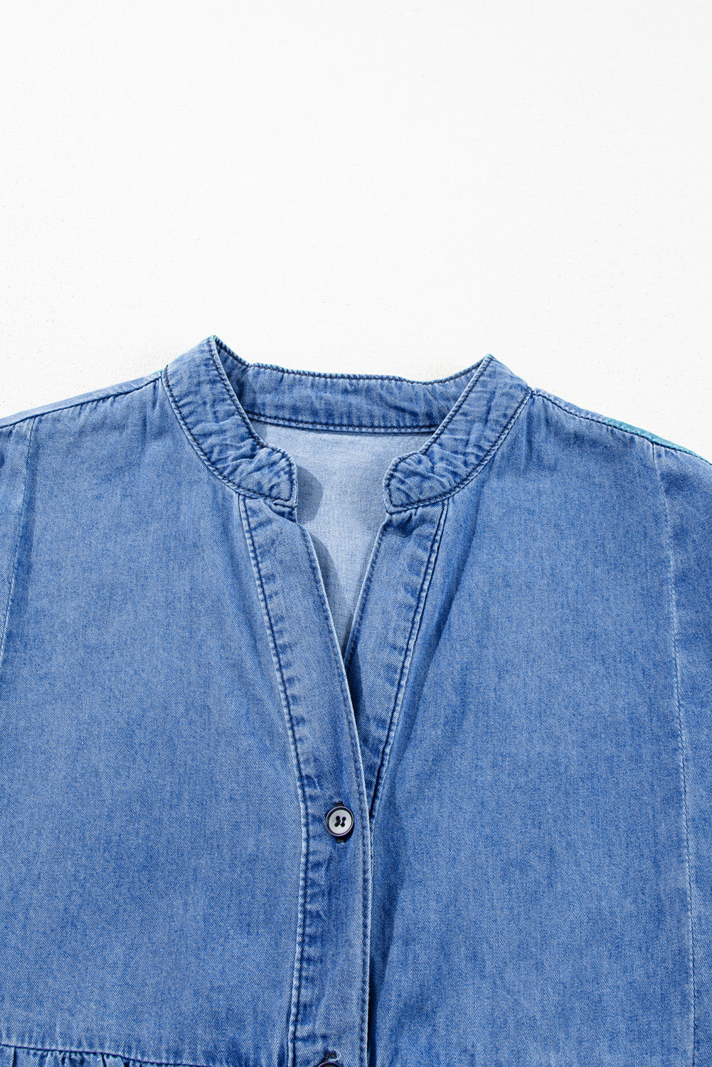 Casual Tiered Button Down Denim Dress