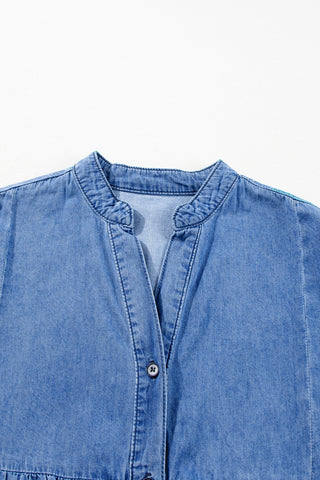 Casual Tiered Button Down Denim Dress