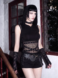 Gothic Hooded Mesh Studded Tank Top