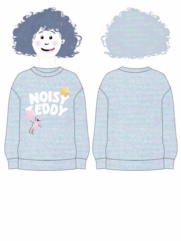 Oversized Graphic Teddy Knit Sweater