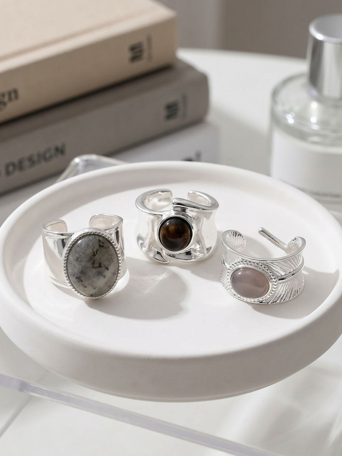 Boho Statement Natural Stone Open Ring