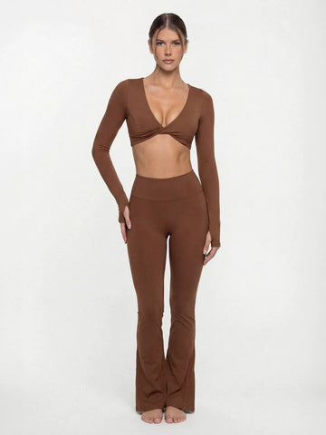 Seamless Twist Crop Flare Legging Set