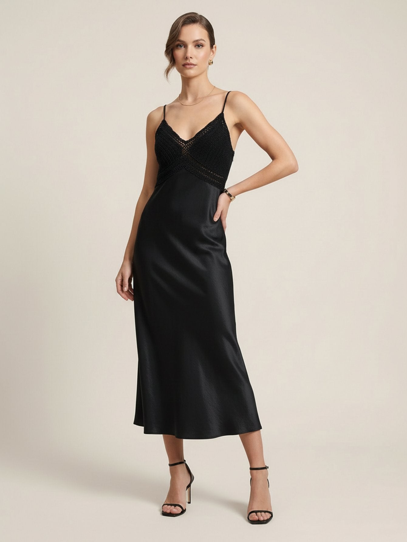 Spaghetti Straps A-line Midi Dress