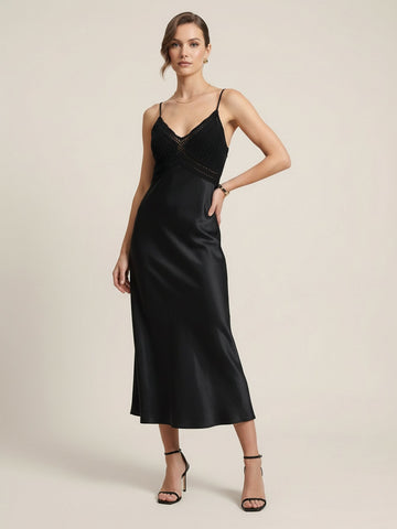 Spaghetti Straps A-line Midi Dress
