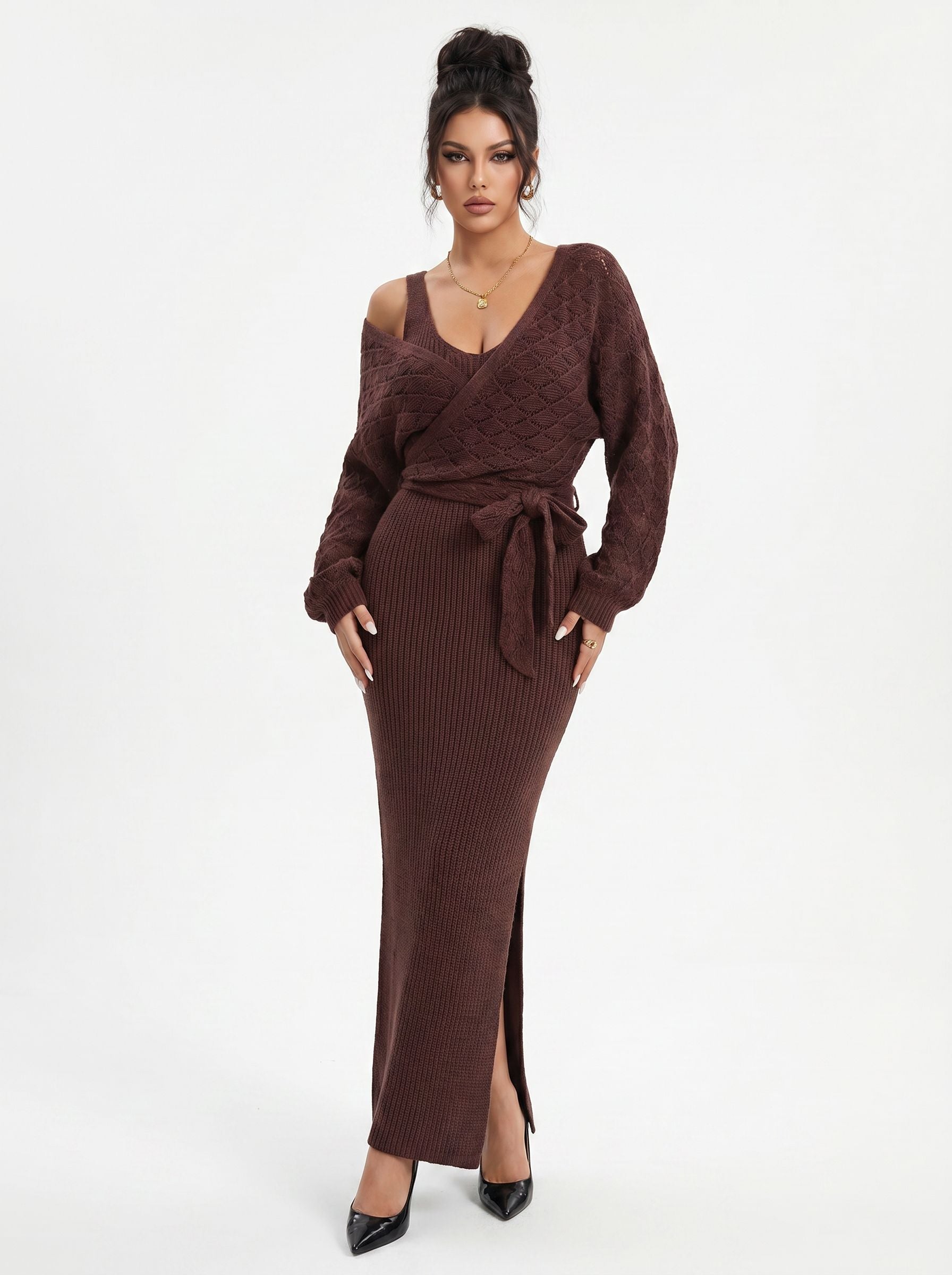 Cozy Wrap Belted Knit Set