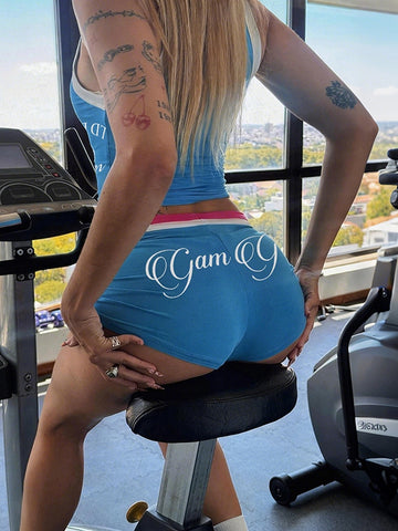 Sporty Graphic Tank Short Set