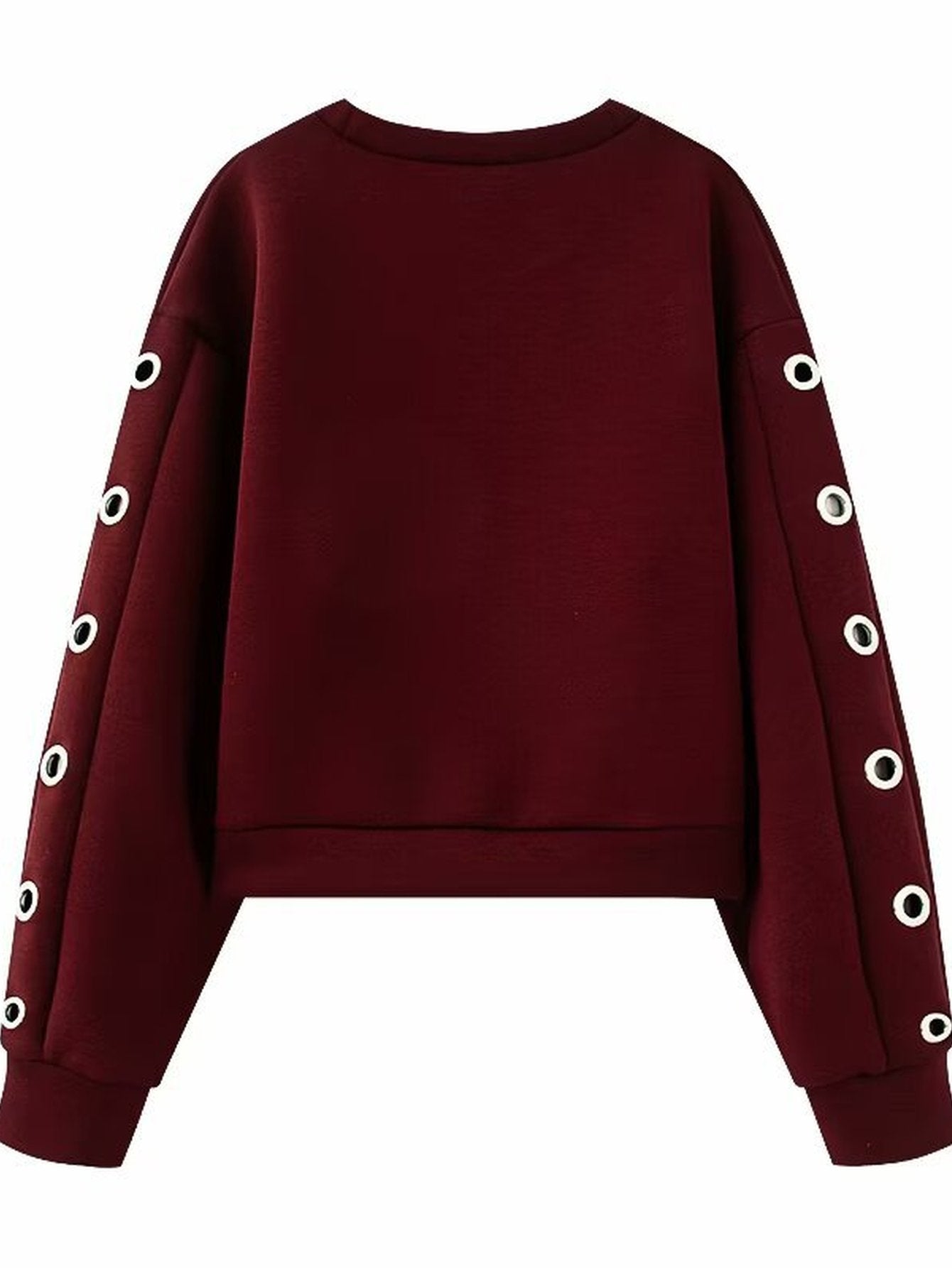 Grommet Detail Cropped Crewneck Sweatshirt