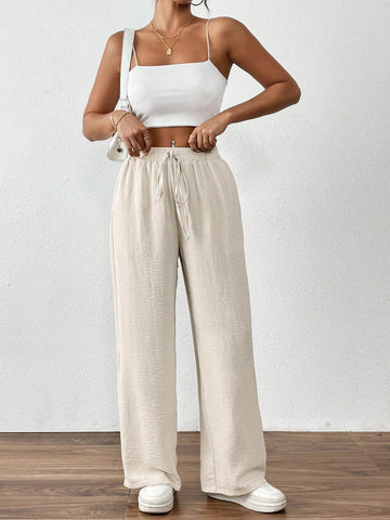 Wide-Leg Drawstring Lounge Pants-Multicolor
