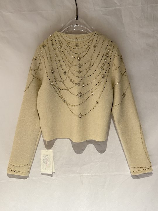 Embellished Rhinestone Pearl Knit Cardigan
