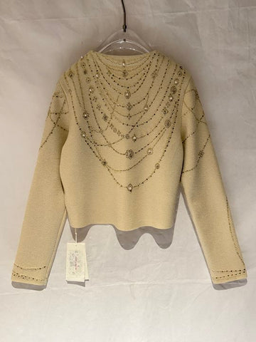 Embellished Rhinestone Pearl Knit Cardigan
