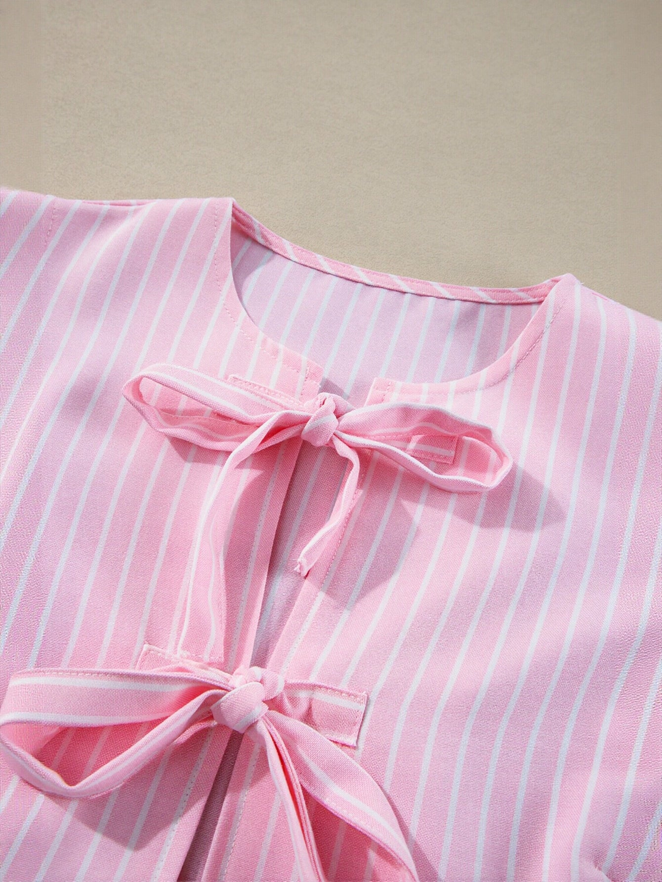 Striped Bow Detail T-Shirt