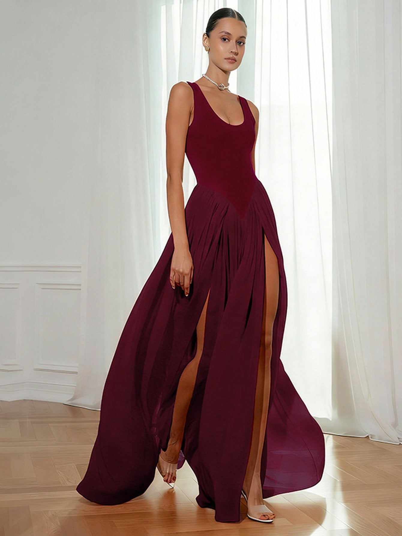 High Slit Sleeveless Maxi Dress