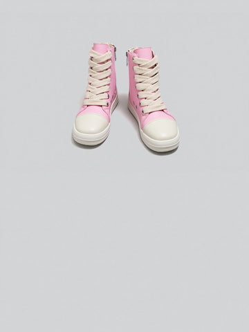 Pink High Top Zipper Sweet Sneakers