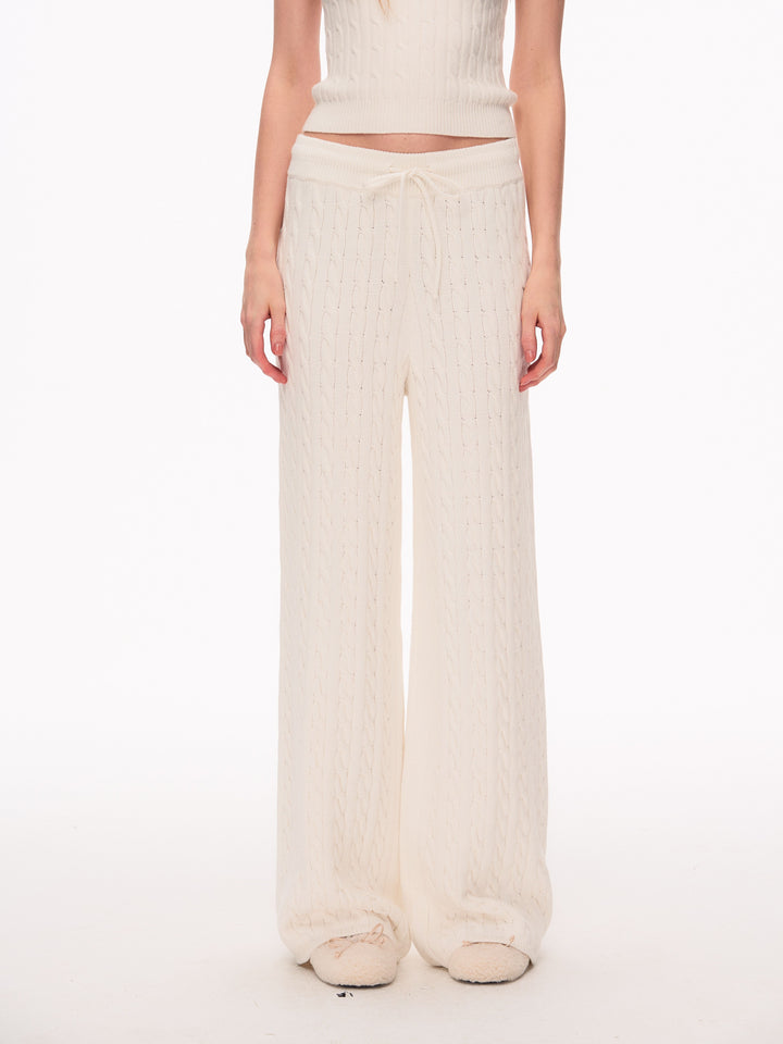 Cozy Cable Knit Wide Leg Pants