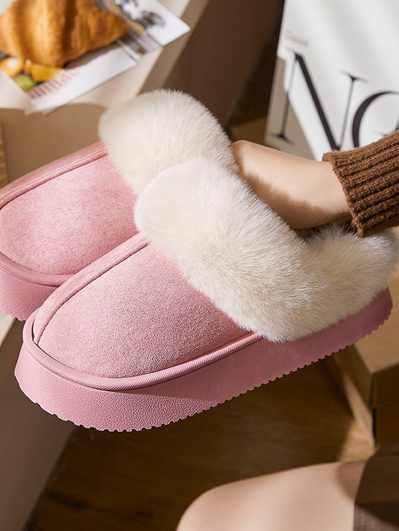 Cozy Faux Fur Platform Slippers