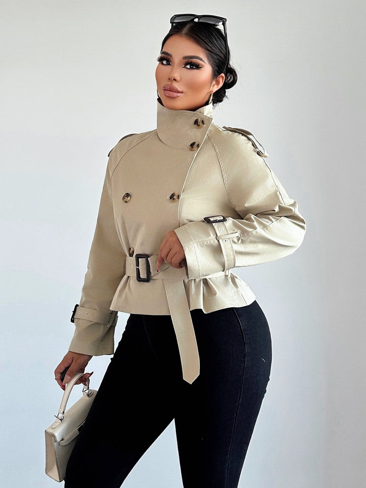 Cropped Double Breasted Trench Coat