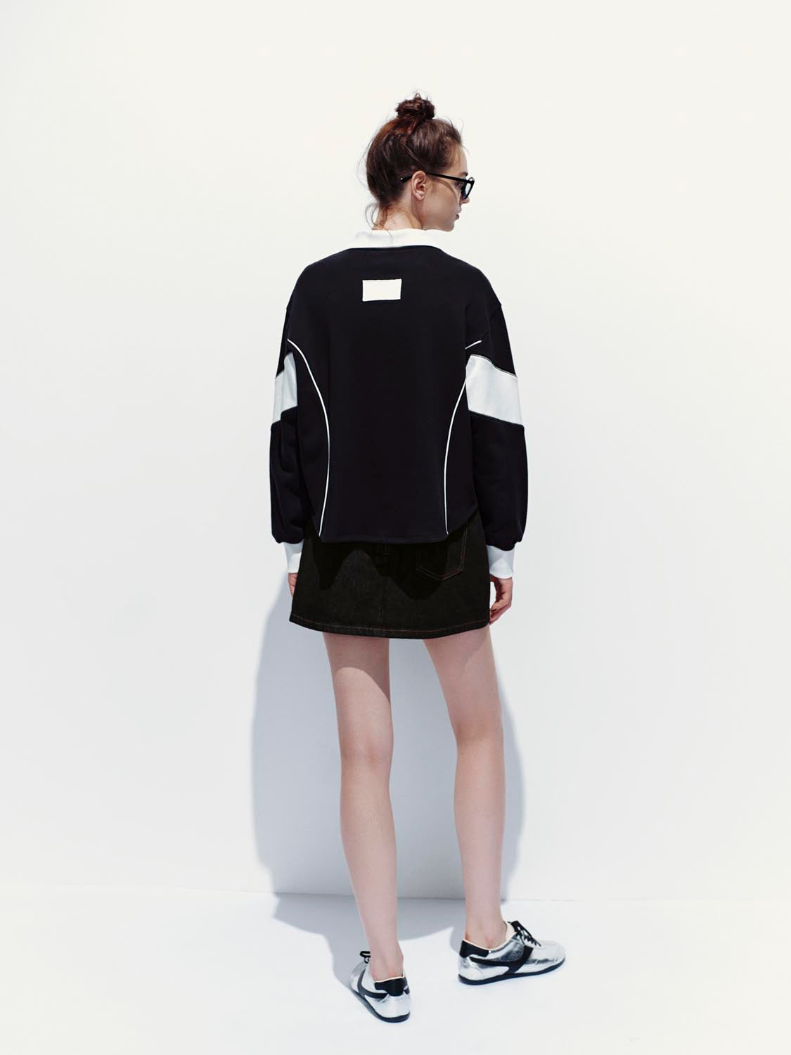 Urban Revivo Zip Décor Denim Mini Skirts-Black