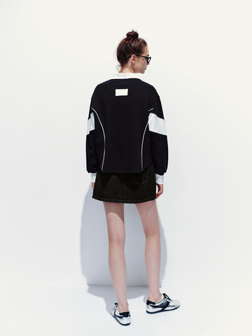 Urban Revivo Zip Décor Denim Mini Skirts-Black