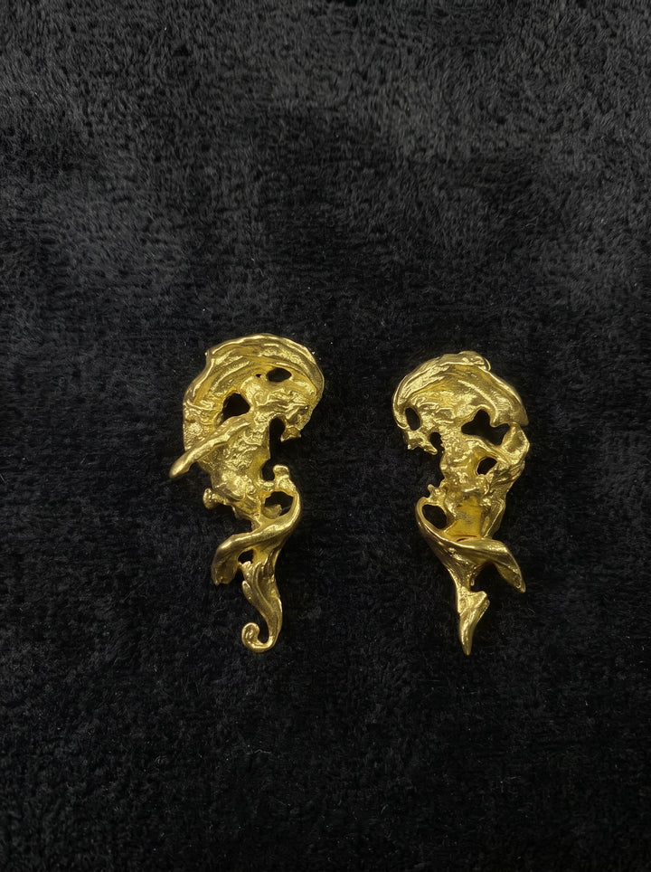 Abstract Sculptural Gold Statement Earrings