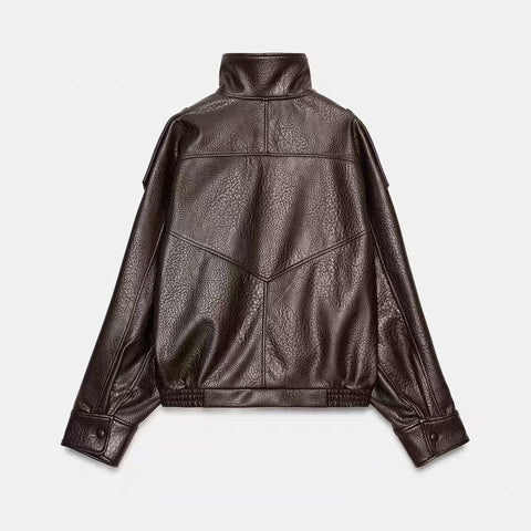 Oversized Vintage Brown Leather Jacket