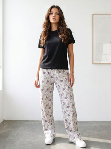 Comfy Printed Drawstring Wide Leg Pants