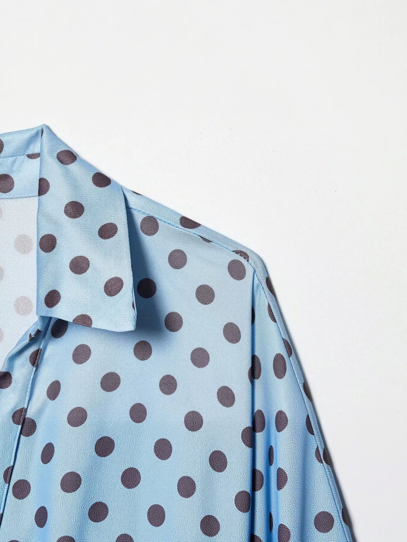 Polka Dot Tie Waist Button Shirt