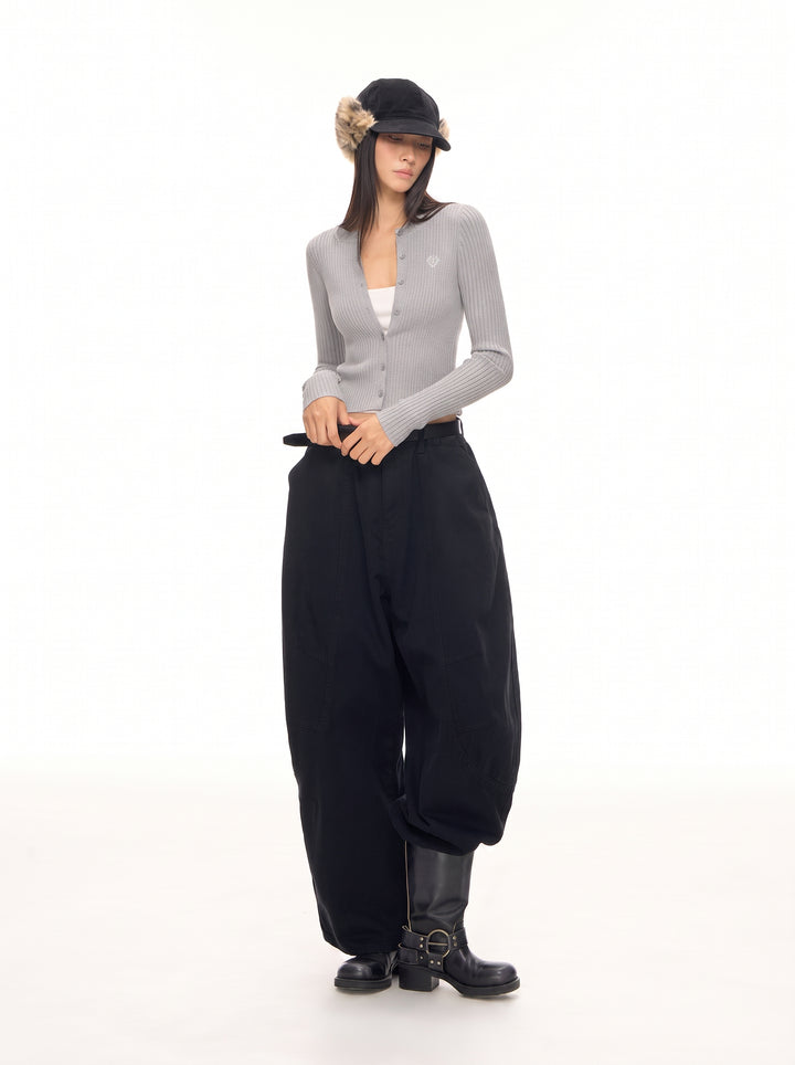 Slim Fit Ribbed Knit Cardigan