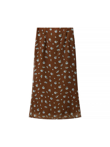 Floral Belted Puff Sleeve Skirt Set