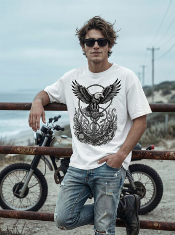 Graphic Eagle Anchor Print T-Shirt