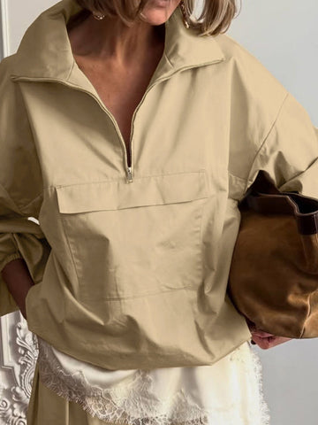 Oversized Quarter Zip Utility Sweatshirt