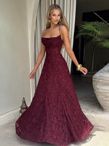Spaghetti Strap Floral Lace Maxi Dress