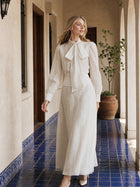 Elegant Embroidered Tie Neck Blouse