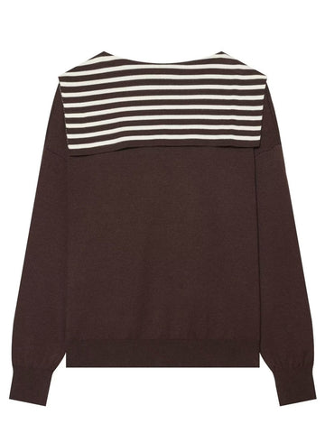 Casual Striped Sailor Collar Knit Pants Sets