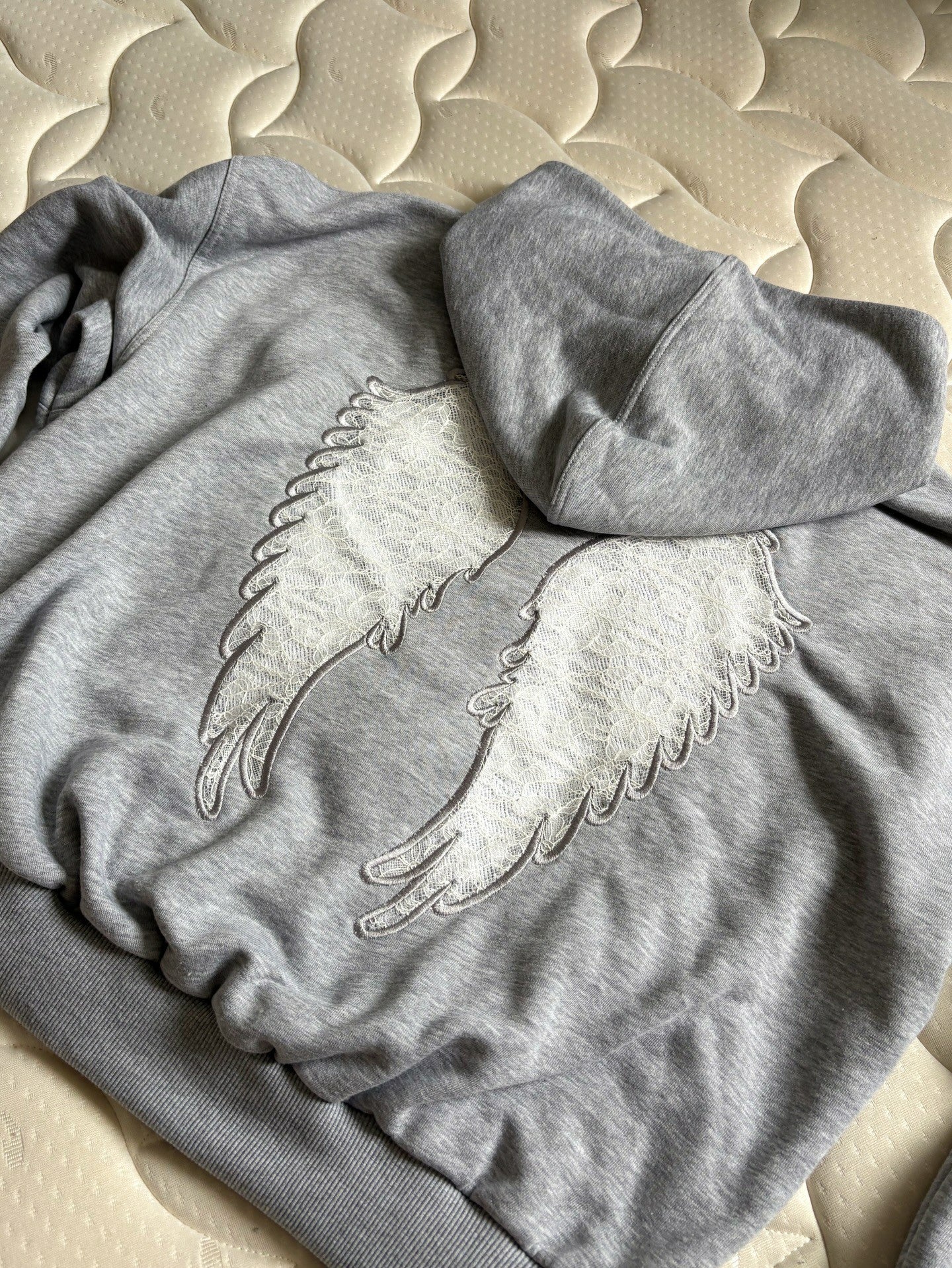Lace Angel Wing Back Hoodie