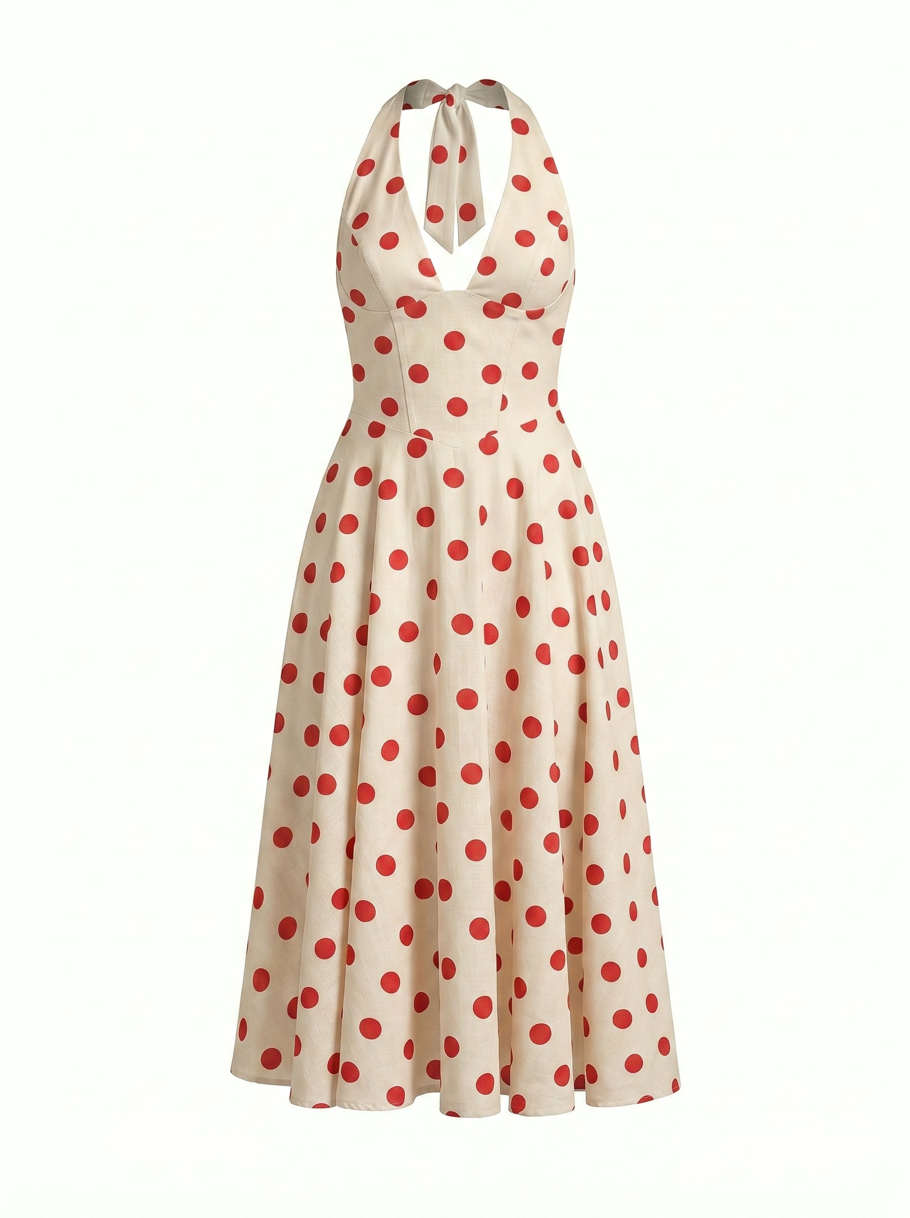 Floral Print Halter Neck Tie Back Midi Dress