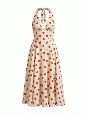 Floral Print Halter Neck Tie Back Midi Dress