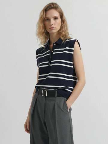 Striped Sleeveless Knitted Top