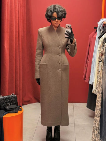 Tailored Slim Fit Wool Maxi Coat