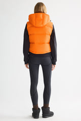 Cropped Hooded Puffer Vest Orange
