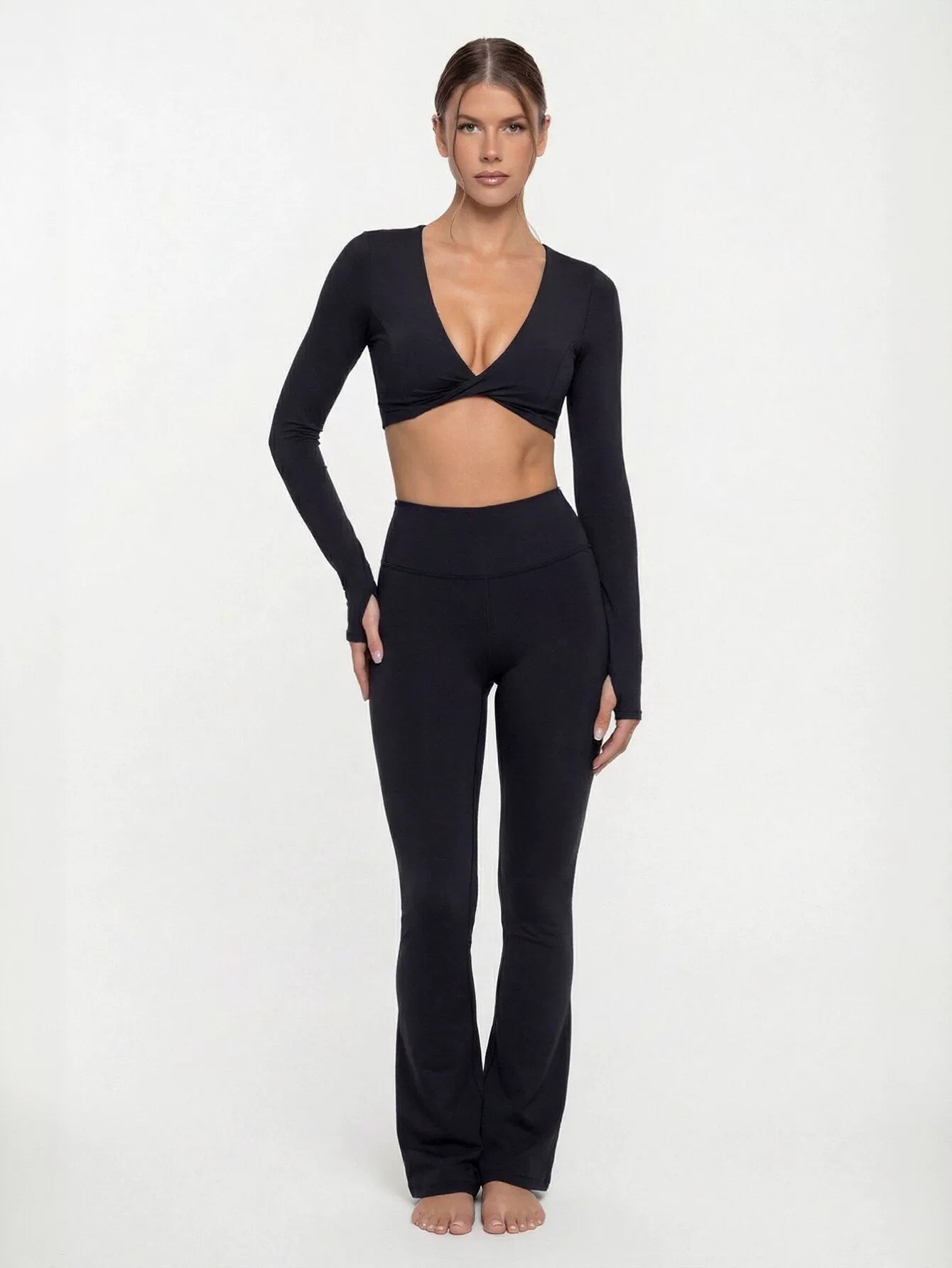Seamless Twist Crop Flare Legging Set
