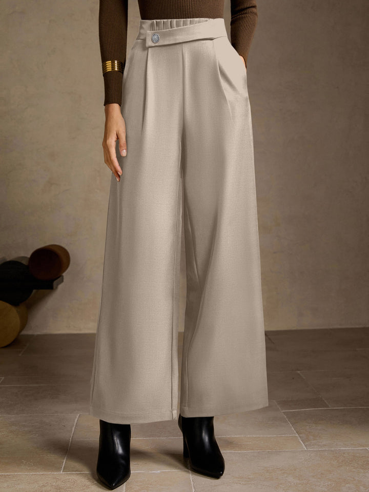 High Waisted Pleated Wide Leg Trousers